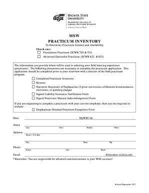 Fillable Online Webs Wichita PRACTICUM INVENTORY Fax Email Print