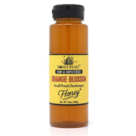 Honey Feast Unfiltered Raw Orange Blossom Honey 12oz Pure Natural