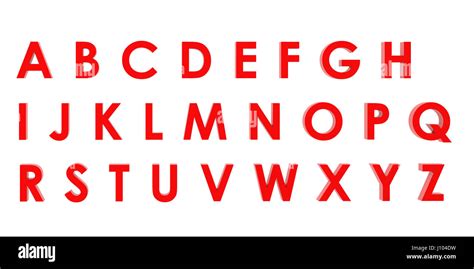 D Rendering Red English Alphabet A To Z Isolated On White Background