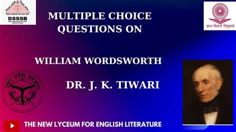 WILLIAM WORDSWORTH MCQs II DSSSB TGT UPTGT PGT ENGLISH LITERATURE MCQs