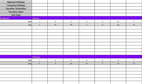 Printable Employee Vacation Tracker Templates [Excel, Word] - Best ...