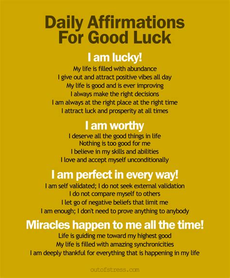 Affirmations For Good Luck Good Luck Quotes Daily Affirmations Good