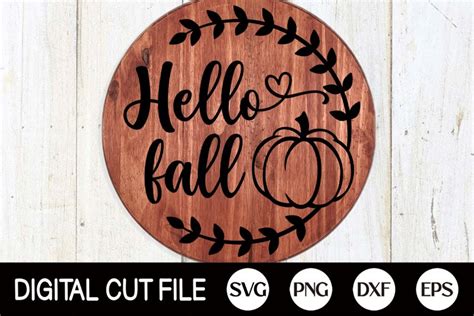 Hello Fall Svg Pumpkin Door Sign Autumn Door Hanger Svg