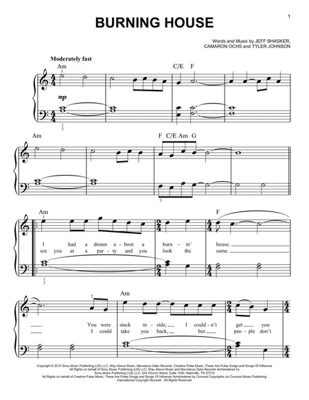 Burning House by Cam - Easy Piano - Digital Sheet Music | Sheet Music Plus