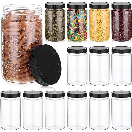 Amazon Pack Oz Plastic Jars With Lids Clear Mason Jars Large