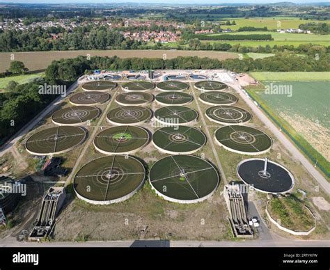 Rotherwas Hereford Uk Aerial View Of Welsh Water Sewage Treatment Plant