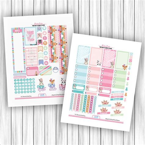 Printable Planner Stickers Cute Boho Happy Planner Mambi Pdf Etsy