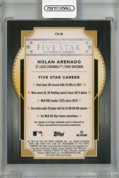 Mint Topps Five Star Nolan Arenado Autograph Fsa