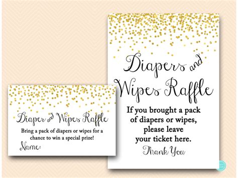 Gold Confetti Diapers And Wipes Raffle Ticket And Sign Magical Printable