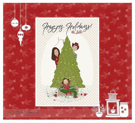 Custom Holiday Cards Family Christmas Cards Custom Family Portrait Cartoon Portrait Personalized ...