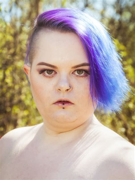 Portrait Of A Woman With Purple Hair Stock Photo Image Of Outdoors