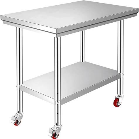 Vevor Stainless Steel Work Table X Inch With Wheels Commercial