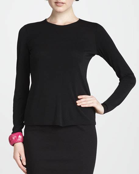 Eileen Fisher Silk Jersey Long Sleeve Tee