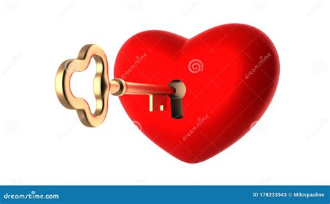 Key To My Heart Isolated On White 3d Rendering Stock Illustration