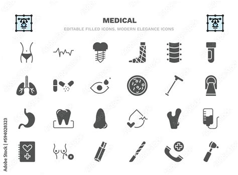 Set Of Medical Filled Icons Medical Glyph Icons Such As Fit Implants