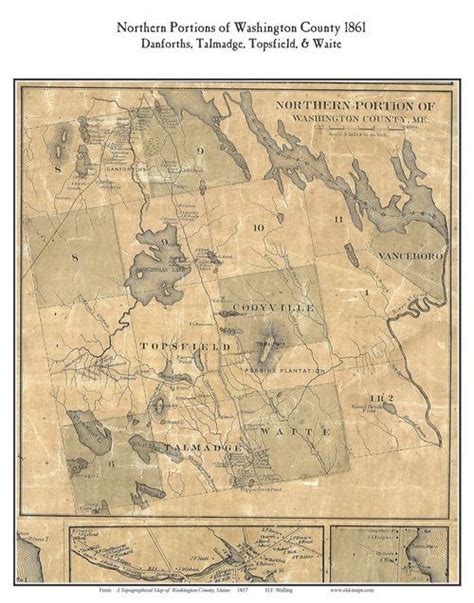 Northern Portions Of Washington Co Maine Old Town Map Custom