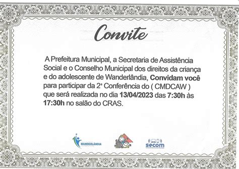 CONVITE Prefeitura Municipal De Wanderlandia TO