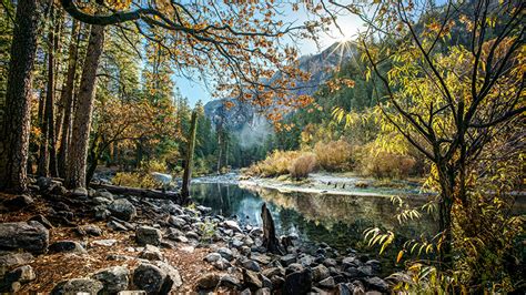 Fonds Decran Usa Parc Rivières Forêts Pierres Automne Yosemite