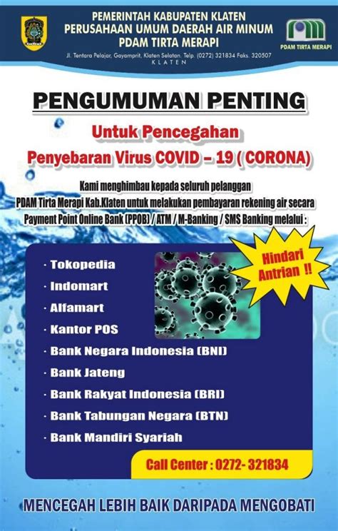 Himbauan Bagi Pelanggan Pdam Klaten Pdam Tirta Merapi Kabupaten Klaten
