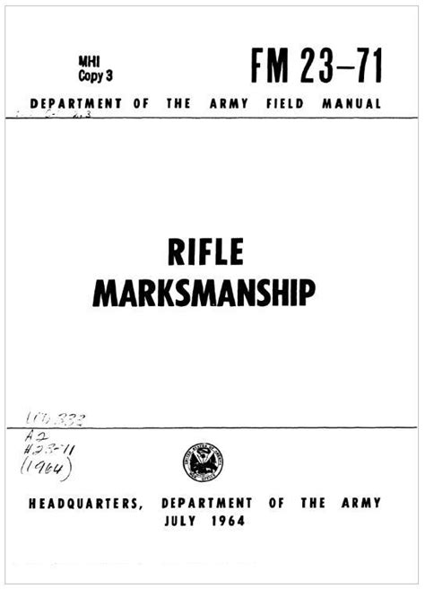 1964 Department Of The Army Rifle Marksmanship Field Manual Inspire