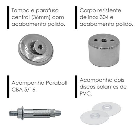 Prolongador Botton A O Inox Guarda Corpo Kit C Frete Gr Tis