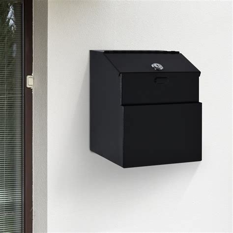 Homcom Steel Lockable Letter Box W Compartments Black Uk