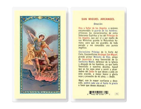 Oracion A San Miguel Arcangel Spanish Laminated Holy Cards 25 Count