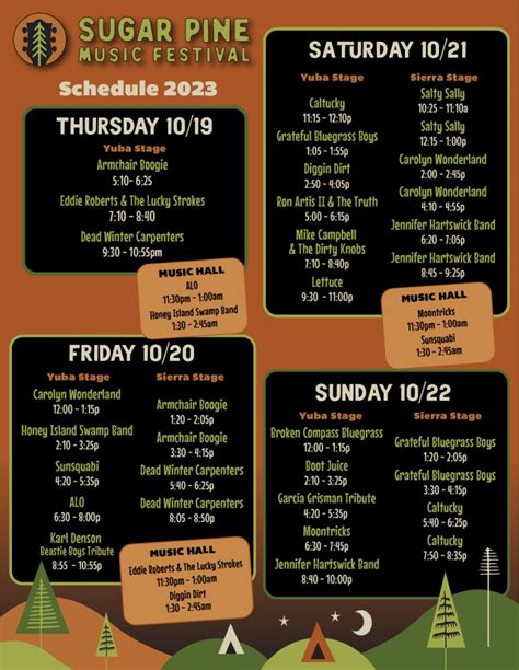 Schedule - Sugar Pine Music Festival