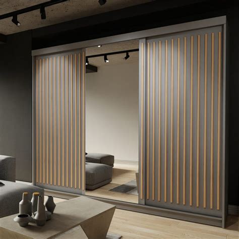 Royal Sliding Wardrobe - Grey and Oak 250cm Wide - Home Outlets