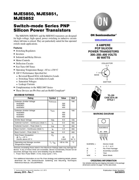 Mje Datasheet Transistors Equivalent On Semiconductor