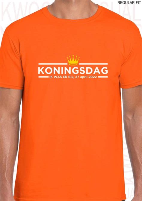 Koningsdag Ik Was Er Bij Heren T Shirt Oranje Met Witte Tekst Maat