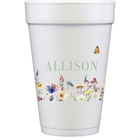 Wildflower Garden Personalized Styrofoam Cups The Essential Market