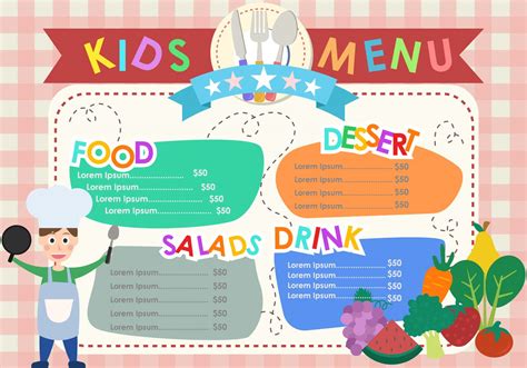 Kids Food Menu Card Template Psd Menu Card Template Menu Card Design Images