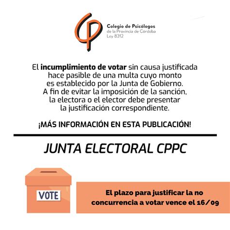 El 16 09 Vence El Plazo Para La Justificación De No Haber Concurrido A