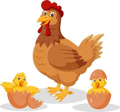 Premium Vector Chicken And Chicks Cartoon Illustration Of Mother Hen