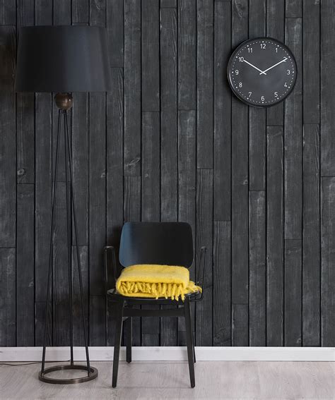 Black Wooden Boards Wallpaper • Timber Panelling • Milton & King