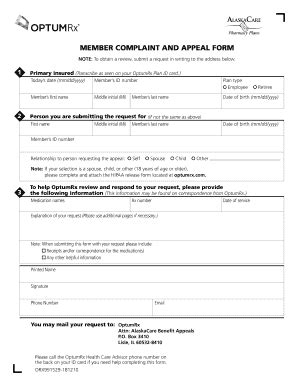 Fillable Online Member Complaint And Appeal Form Member Complaint And