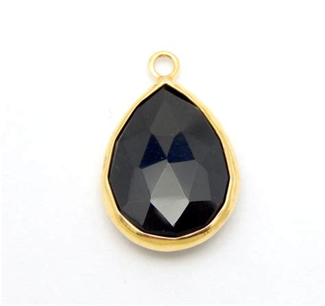 Black Onyx Teardrop Pendant Mm X Mm Gold Over Sterling Etsy