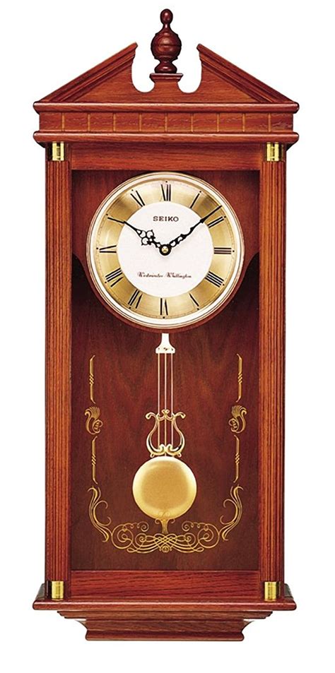 Seiko Pendulum Wall Clock With Best Mahogany Wood And Crystal Accessories