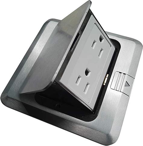 Pop Up Floor Box Countertop Box W A With Duplex Receptacle Brushed