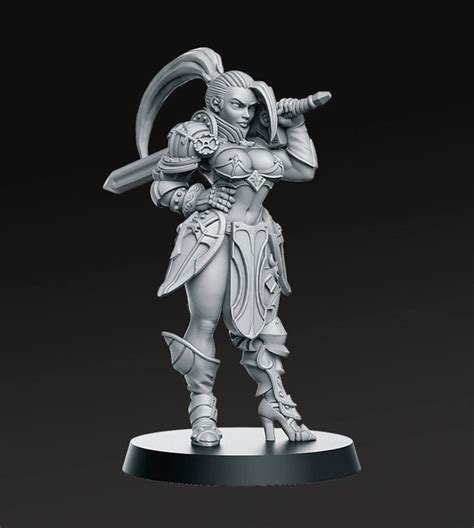 Sexy Female Fighter Pinup Skyla Dandd 3d Resin Printed 32mm Etsy