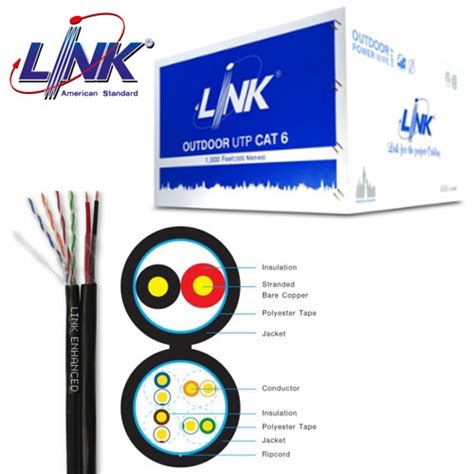 Link Lan Utp Pe Outdoor Cat With Power Wire M Reel Awg Model