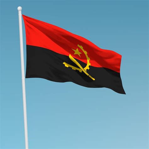 Premium Vector Waving Flag Of Angola On Flagpole Template For