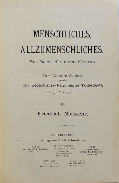 Menschliches Allzumenschliches Ein Buch F R Freie Geister Dem