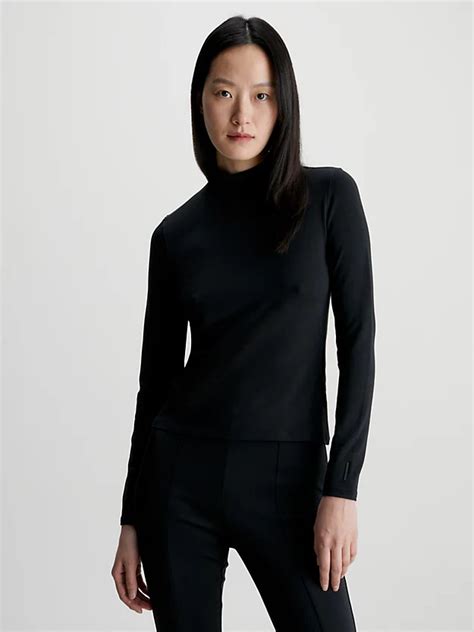 Slim Modal Mock Neck Top Calvin Klein® K20k206067beh