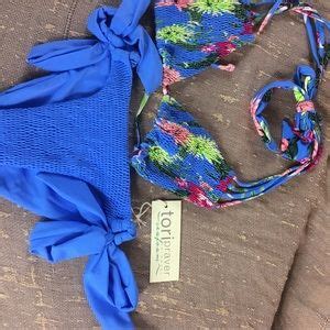 Tori Praver Swimwear Swim Scrunchy Blue Floral Tori Praver Bikini