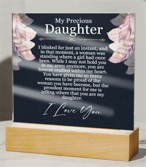 To My Daughter 3d Acrylic Wooden Base Square Plaque With Heartfelt