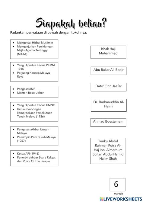 Pejuang Kemerdekaan Negara 1 Worksheet Live Worksheets