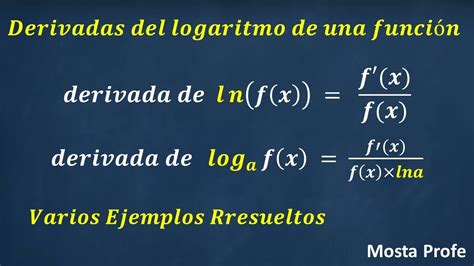 Derivada Del Logaritmo Natural Y En Base A De Una Funci N Formula Regla