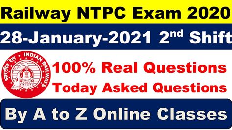 RRB NTPC Exam Analysis 2021 RRB NTPC 28 January 2021 2nd Shift Asked